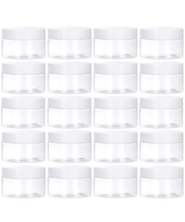TUZAZO 24 Pack 1 OZ Plastic Jars Round Clear Cosmetic Container Jars with Lids and Labels Small Plastic Jars for Lotion Cream Ointments Makeup Glitters Samples Travel Storage 24 1 oz