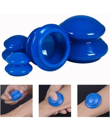 OFKPO Anti Cellulite Cup Set | 4 Silicone Cupping Cups for Muscle Relief & Beauty Therapy Massage - Blue - Buy Online on GoSupps.com