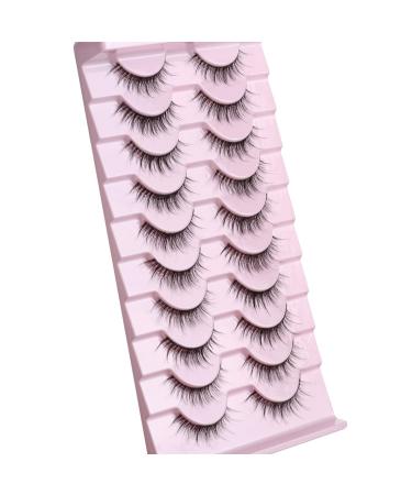 gootrades Short False Eyelashes 10 Pairs - Natural Look, Clear Band, 10mm Small Wispy Cat Eye Lashes for Everyday Wear, Hooded Eyes, Glasses Wearers - Buy Online on GoSupps.com