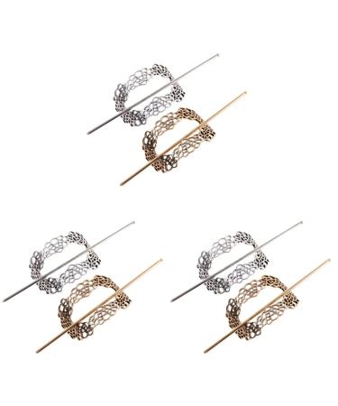 Galpada Haarmanchetten 6 piece of hairdressing hairpins Br Tchen holder headgear Gold hairineting hair cuff Br Tchen hair sticks for rolls different colors 5x3.8x2.5cmx3pcs