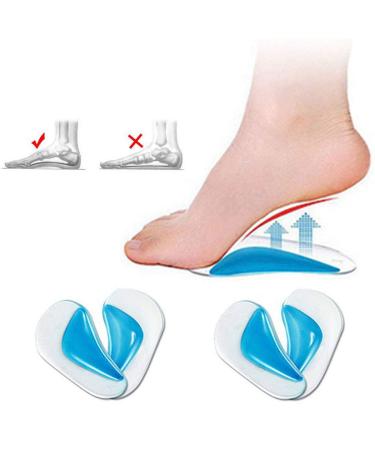 Pedimend Silicone Gel Arch Support Insole - Plantar Fasciitis Relief Cushions - Perfect for High Arches Fallen Arches and Flatfoot - Unisex - Foot Care (2PAIR) Blue & Transparent 2PAIR - 4PCS