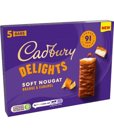 Cadbury Delights Soft Nougat Orange and Caramel Bars 5 x 22g (Pack of 9) - Buy Online on GoSupps.com