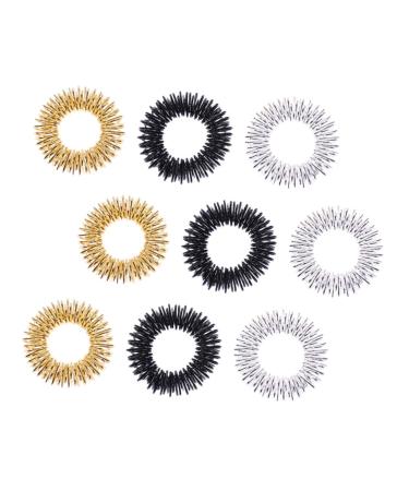 Frcolor 9st massager ammola smellfish finger ring acupressure household cloths household items toys rings medicine massage ring finger massage metal circle
