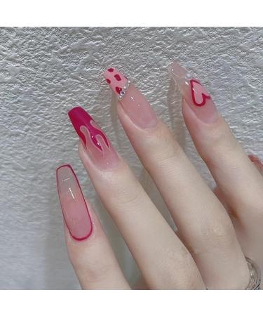 24Pcs/Set Press On Nails Long Flame Ballet Nail Patch False Nails Acrylic Fake Nails Full Cover Nails Tips Artificial Finger Manicure Press on nails for Women and Girls - Buy Online on GoSupps.com