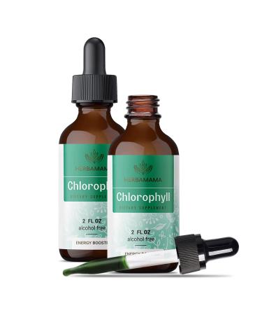 HERBAMAMA Chlorophyll Liquid Drops - Energy Booster, Digestion & Immune Support - Vegan Natural Supplement w/Pure Organic Sodium Copper Chlorophyllin Extract - Sugar & Alcohol-Free - 120mg, 2 fl. Oz 2 Fl Oz (Pack of 1)
