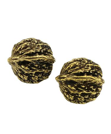 Minkissy 1 pair copper walnut simulated walnut model nut ornament photo prop walnut massive brass handle hand massage handmade balls handicrafts para brass decor pure copper handicrafts 3.5x3cm gold -colored