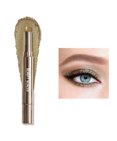 Shimmer Eyeshadow Stick Metallic Creamy Eyeshadow Pencil Crayon Eye Brightener Highlight Makeup Waterproof Long Lasting Cream Eye Shadow (#06 GINGER)