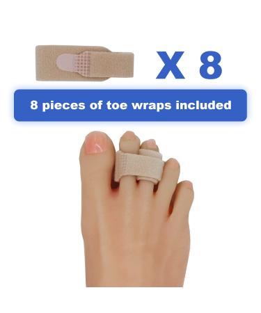 Winiyou Fabric Toe Wraps - 8 Pack Toe Splints for Broken, Hammer, Crooked, Curled Toe - Toe Separators Bandages for Straightening Small & Bent Toes - Men & Women - Buy Online on GoSupps.com