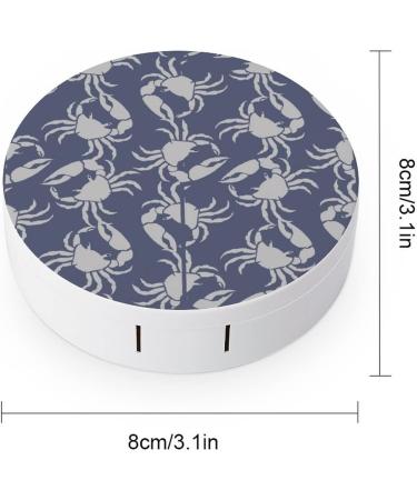 Cute Blue Crab Lobster Round Case For Contact Lens Kit Storage Box with Mirror Printed - Buy Online on GoSupps.com