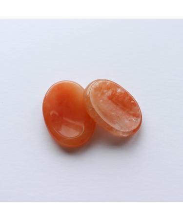 Orange Jade Crystal Worry Thumb Stone - Meditation Stress Relief Gift for Healing Energy, Reiki Chakra Balance - Spiritual Birthday Stocking Filler - Buy Online on GoSupps.com