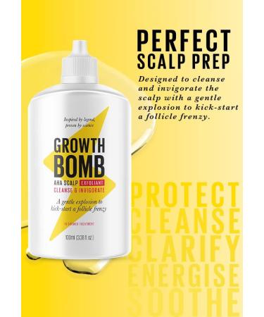 Growth Bomb AHA Scalp Exfoliant 100ml - Clarifying Scalp Treatment with Yerba Mate & Aloe Vera | Silicone-Free & Natural Ingredients - Buy Online on GoSupps.com