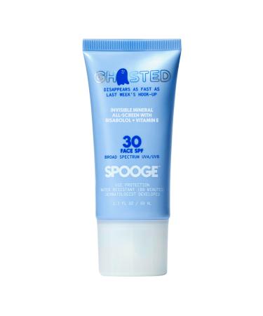 SPOOGE Ghosted Mineral All-Screen - Oil-Free SPF 30 Face Sunscreen - Dermatologist Developed with Cloud Feel Bisabolol for Daily All-Weather Care - Reef Safe Water-Resistant Blends Into Skin (1.7oz)