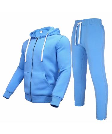 Tracksuit Men,Casual Outfit Athletic Sweatsuits for Men Jogging Suits Sets 2 pcs Light Blue-hoodie Medium