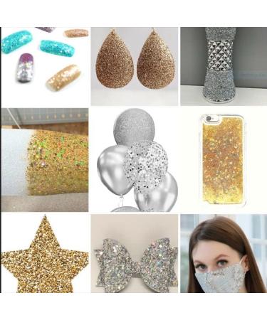 SAIFTRAD Glitter Set - 8 Jars Gold Silver Holographic Cosmetic Chunky Sequins for Body, Face, Eyes, Hair, Nail Art - Nail Brush & Sponge Included - Buy Online on GoSupps.com
