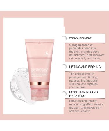 Collagen Night Wrapping Mask Collagen Overnight Wrapping Peel Off Facial Mask Overnight Collagen Mask Hydrolyzed Collagen Perfect for Reduces Sagging & Dullness Glowing Skin Korean Skincare - Buy Online on GoSupps.com