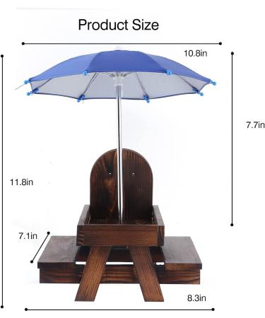 Creechwa Wooden Squirrel Feeder Picnic Table with Umbrella and Corn Cob Holder - Outdoor Bird and Squirrel Feeding Station for Garden Trees, Brown - Buy Online on GoSupps.com