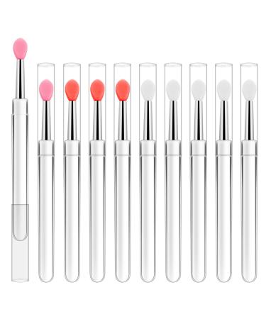 10PCS Silicone Lip Applicator Lip Brush for Lipstick Lip Mask Applicator with Caps Reusable Lip Applicator Makeup Beauty Brushes Tool Kits for Eyeshadow Lipsticks Lip Gloss Lip Balm
