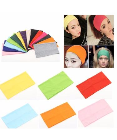 Yeshan Pack of 12 Wide 5 Inch Wicking Athletic Bandana Headbands - Candy Colors - Stretchy Head wrap for Sports and Fashion - Buy Online on GoSupps.com