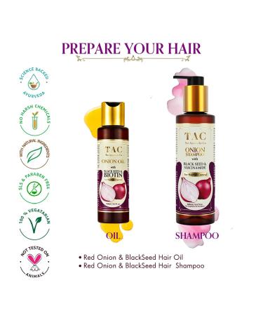 Onion Range for Dry & Frizzy Hair - Red Onion Black Seed Oil Hair Oil & Shampoo Set for Women & Men - 100ml Hair Oil + 200ml Shampoo - Buy Online on GoSupps.com