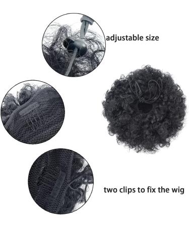 Large Short Kinky Curly Afro Puff Drawstring Ponytail Extension | Synthetic Clip-in Hairpiece for Women (1B#) - Buy Online on GoSupps.com
