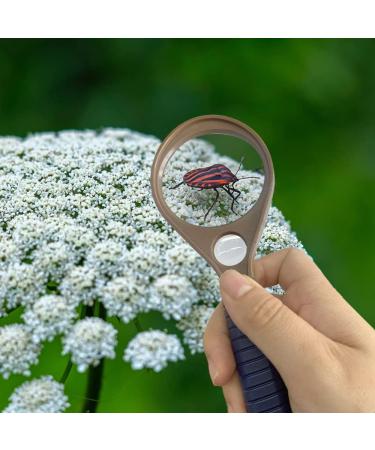 20 x & 10 x Handheld Magnifier Glass with Protective Sleeve Small Reading Magnifying Glass with Non Slip Handle Portable Hand Held for Seniors Students Exploring (65mm Blue & Brown) - Buy Online on GoSupps.com