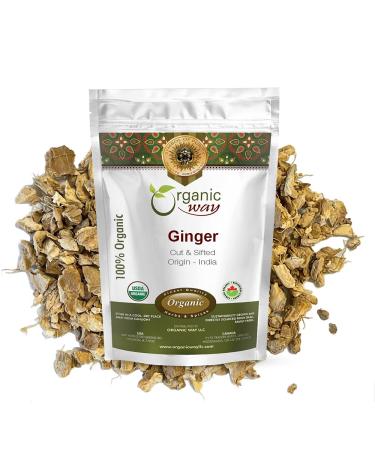 Organic Way Premium Dried Ginger Root Cut & Sifted (Zingiber officinale) - Organic & Kosher Certified | Raw, Vegan, Non GMO & Gluten Free | USDA Certified | Origin - India (1/4 LBS) 4 Ounce (Pack of 1)