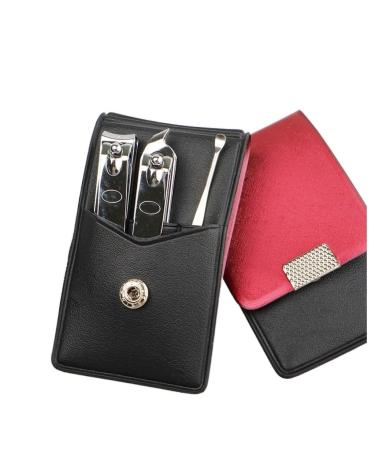 Nail Clippers Set Pedicure Nail Art Tools Home Travel Beauty Tools Gold Nail Clippers Care Set in Leather Box Nail Art Tools (Black/Red)