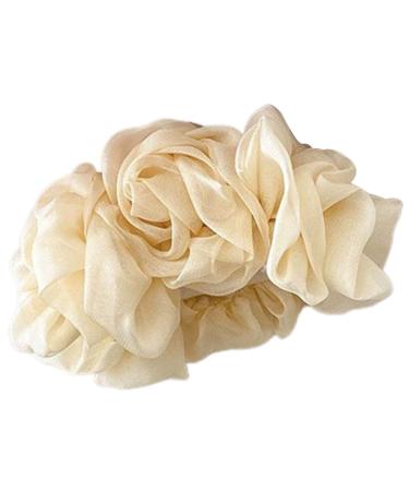 SANGXIU Cute Hairpins with Soft Chiffon Wrinkle Fashionable Women's Hairgrips Eye catching Hair Clip Adornment Unique Hair Claw Beige