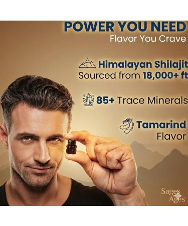 Sages Of The Ages Pure Himalayan Shilajit Gummies 3000 mg with KSM-66 Ashwagandha Ginseng & Mucuna Pruriens 78% Fulvic Acid & 85 Trace Minerals Energy Stamina & Wellness Support 60 Gummies - Buy Online on GoSupps.com