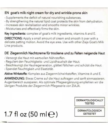 Ziaja Goat s Milk Night Cream 50Ml blue - Buy Online on GoSupps.com