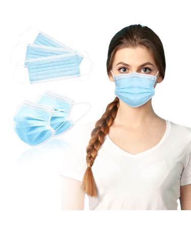 100PCS Face Masks - Disposable Face Mask Protective 3-Ply Breathable Comfortable Nose/Suitable for home and office | Elastic Ear Loop 3-Layer Safety Shield for Adults (Blue) Disposable Blue Mask