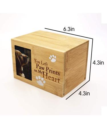 Enbove Burly Wood Pet Urn with Photo Frame | Small Animal Funeral Cremation Urn for Dogs | Keepsake Memorial Ash Urn - Buy Online on GoSupps.com