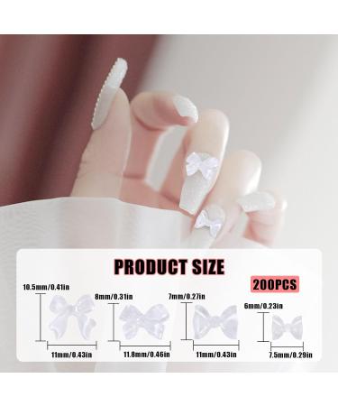 200PCS White Ice Bow Nail Charms - Cute Resin Bowknots for Nail Art Design - Buy Online on GoSupps.com