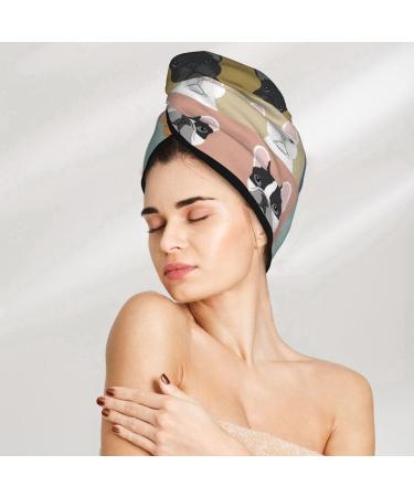 French Bulldog Coral Velvet Dry Hair Cap - Unisex Towel Wrap for Bathing Pool Parties & Beach - Ultimate Home Accessory - Buy Online on GoSupps.com