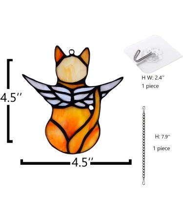 BOXCASA Angel Cat Stained Glass Window Hanging Decor - Memorial Gift Ornament with White Cat Suncatcher Design - Buy Online on GoSupps.com