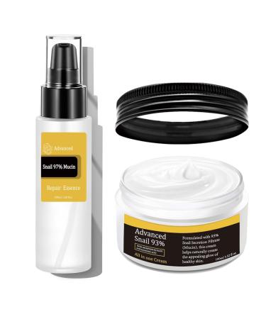 Snail Essence Duo - Snail Mucin Essence & Snail Mucin Cream Hydrate and Improve Dark Spots & Antia ging Benefits Korean Skincare