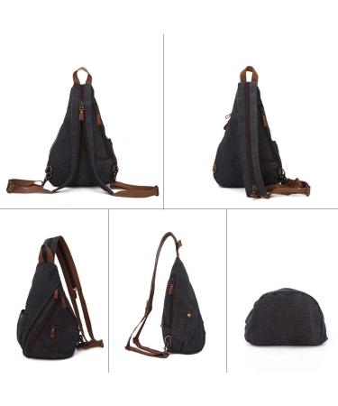 KL928 Canvas Sling Bag - Versatile Backpack for Men & Women | Ideal for Hiking Cycling Travel | Adjustable Shoulder Belt - 6881 Black - Buy Online on GoSupps.com