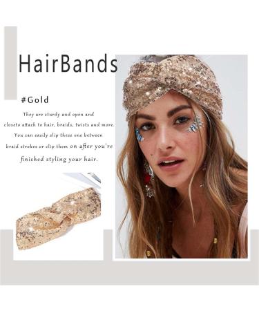 CAKURE Sequins Criss Cross Headband - Gold Sparkle Turban Wrap for Women & Girls - Buy Online on GoSupps.com