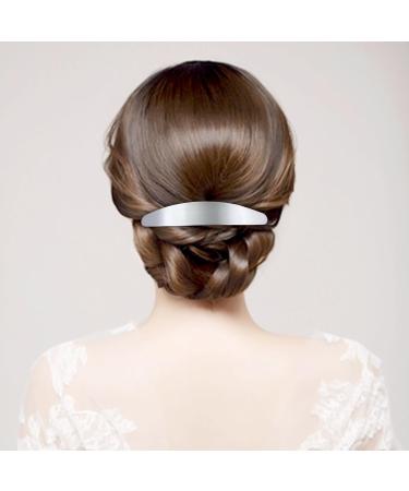 Cinaci 7 Pieces Simple Rectangular Oval Silver Automatic Spring French Metal Hair Clips Barrettes Hair Clamps Grips Accessories for Women Girls - Buy Online on GoSupps.com