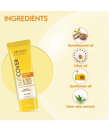 Jovees Sandalwood Suncover SPF 30 | Natural Protection | 100g | Best Sunscreen for All Skin Types - Shop Now - Buy Online on GoSupps.com
