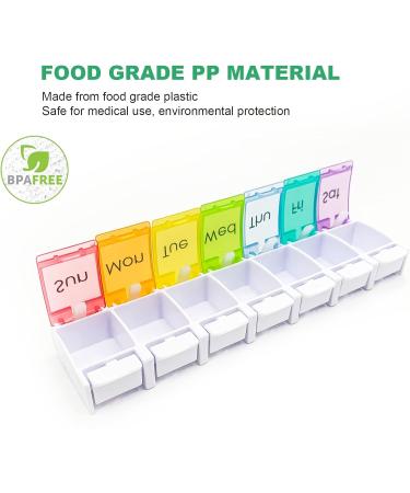 2 Pcs XL Weekly Pill Organizer - Arthritis Friendly Travel 7 Day Pill Box Large Vitamin & Supplement Case - Popup Open Design (Rainbow - Buy Online on GoSupps.com