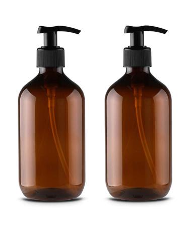 Alledomain 2PCs 300ml / 10oz emptiness refillable plastic clot bottles shampoo body washing cream shower gel storage holder container toilet items liquid dispenser (brown) - Buy Online on GoSupps.com