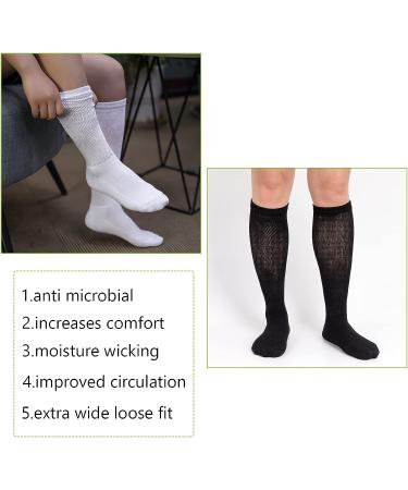 Athlemo Women Bamboo Diabetic Socks 4 Pairs | Knee High Circulatory No-Binding Dress Socks | Breathable & Cushioned Sole | Black (4pairs) Size 10-13 - Buy Online on GoSupps.com