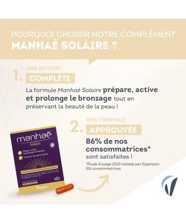 Vitavea Manha Solar Food Supplement - Prepares activates and prolongs the tan - Preserves and nourishes the skin - 60 capsules - 2 months - Made in France - Buy Online on GoSupps.com