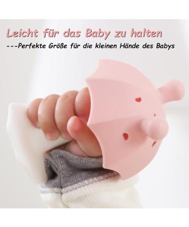 Bite Ring Baby - BPA Free Silicone Umbrella Toy with Suction Foot - Perfect Biting Toy for Boys & Girls - Pink - Buy Online on GoSupps.com