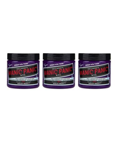 Manic Panic Violet Night Classic Creme Vegan Cruelty Free Purple Semi Permanent Hair Dye 3 x 118ml Violet Night 118 ml (pack of 3)