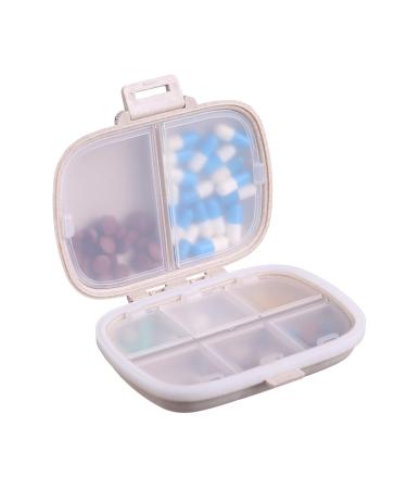 1Pack Daily Pill Organizer Box - Portable Pill Organizer Travel Case Compact Pill Box and Pill Holder for Pocket Purse- Keep Your Medications Organized On-The-Go (Beige) 1pack Beige