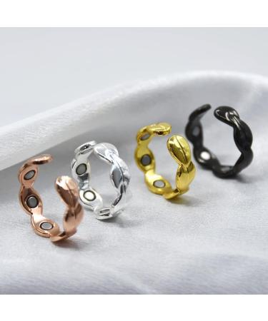 Vicmag 2PCS Adjustable Copper Rings for Women | 7X Ultra Strength Magnetic | 99.99% Solid Pure Copper | Gift Box Included | Leaf Gold & Silver - Buy Online on GoSupps.com