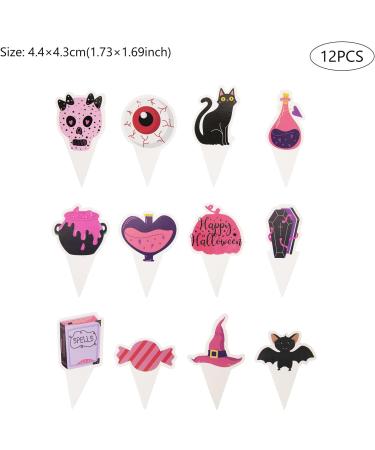 CHEERYMAGIC Halloween Cupcake Toppers Happy Halloween Cake Toppers Pink Halloween Cake Decorations Pumpkin Black Cat Cupcake Picks for Halloween Party Decoration A9FSWSCP - Buy Online on GoSupps.com