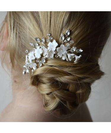 Edary Bride Wedding Hair Vine Silver Flower Hair Piece Crystal Wedding Headband Headpiece Bridal Hair Accessories for Women and Girls - Buy Online on GoSupps.com